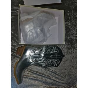 GOSERCE Cowboy Boots for Women - Metallic Mid Calf 2.5" sz. 7